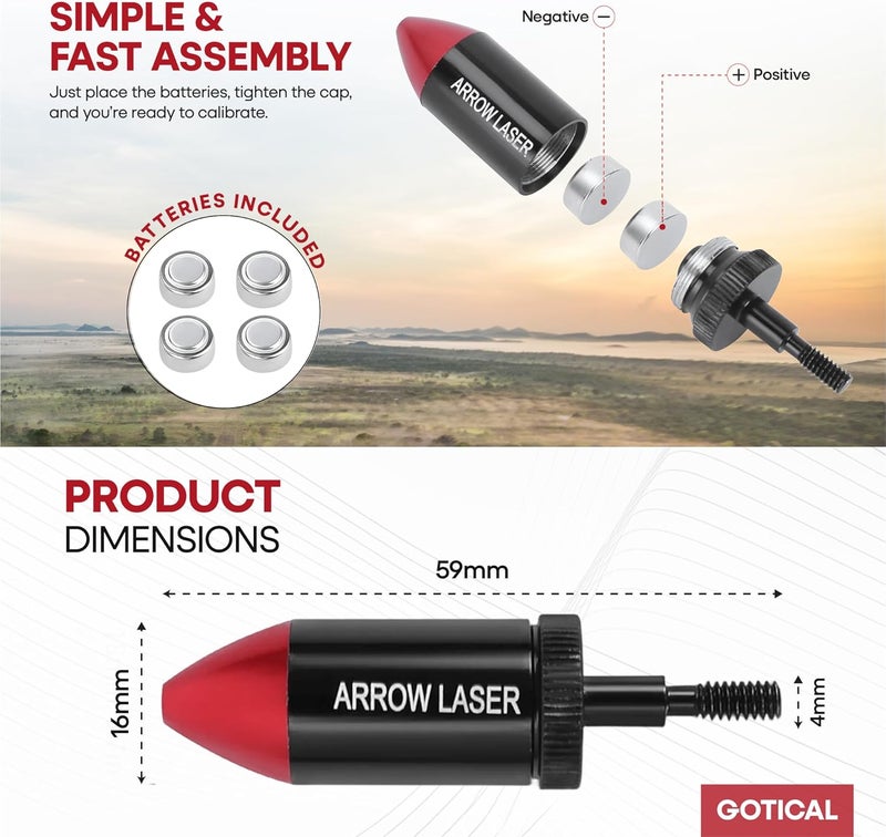 Gotical Arrow Laser Sight Tactical Archery Bore Sight Red Dot Laser for Compound Bow Crossbow Boresighter Sight Tool for Target - Image 2
